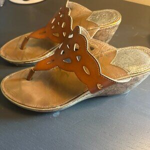 Tan wedge sandals Size 8